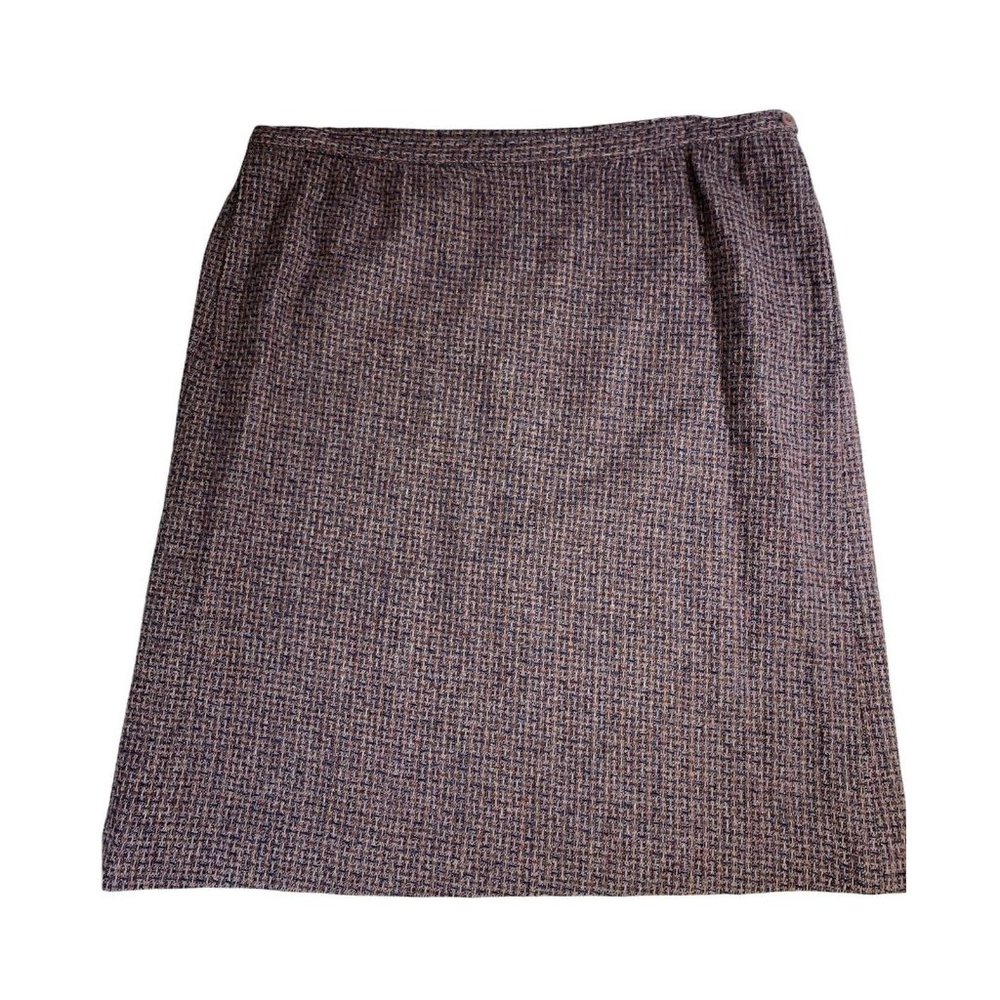 Pendleton Womens A Line Skirt Black Pink Tweed 100% Wool Vintage Plus Size 38